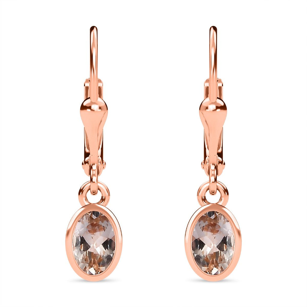 AA Morganit Ohrringe 925 Silber 750 Roségold Vermeil ca. 0,91 ct.