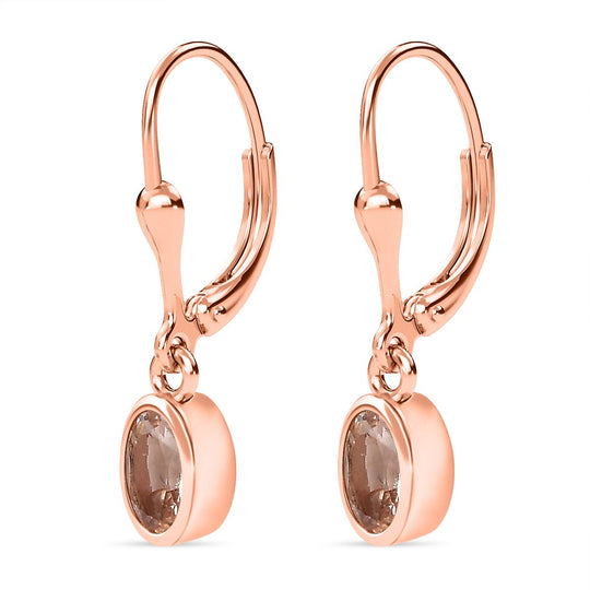AA Morganit Ohrringe 925 Silber 750 Roségold Vermeil ca. 0,91 ct.