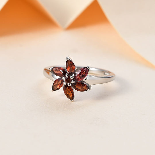 Roter Granat Ring 925 Silber ca. 1,16 ct