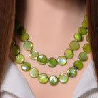 Grüne Muschelkernperle Kette 46 cm ca. 424,00 ct.
