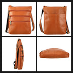 CLOSE OUT - Echtleder Crossbody Tasche mit Kroko Prägung, Multi-Fächer, 20 x 24 cm, Cognac