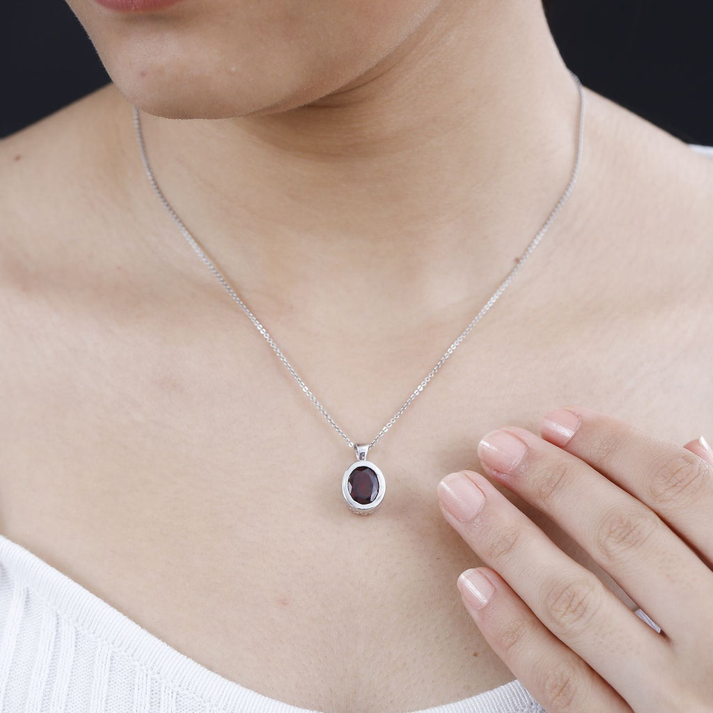 Mosambik Granat Anhänger 925 Silber rhodiniert ca. 2,95 ct.