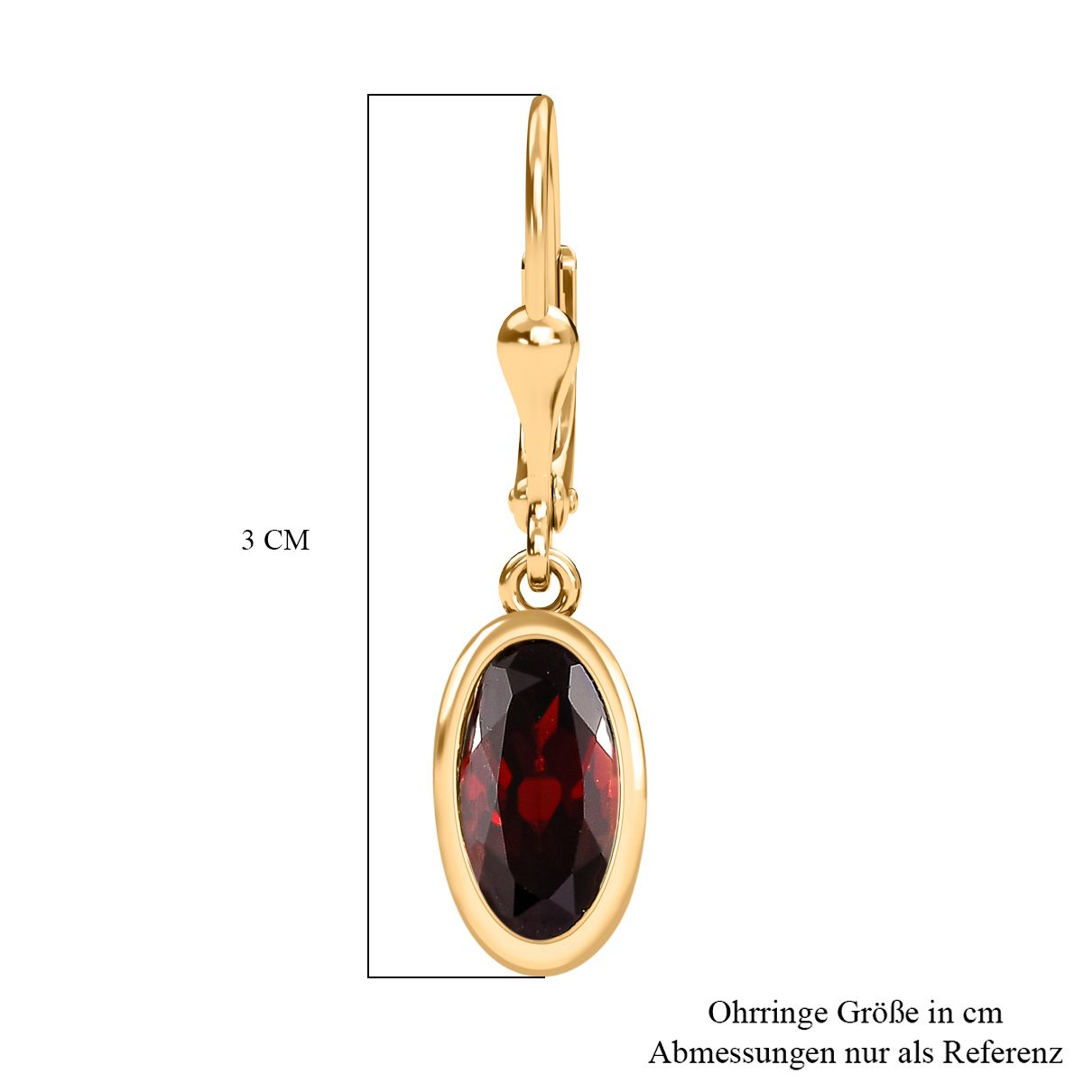 Mosambik Granat Ohrringe 925 Silber vergoldet ca. 2,47 ct.