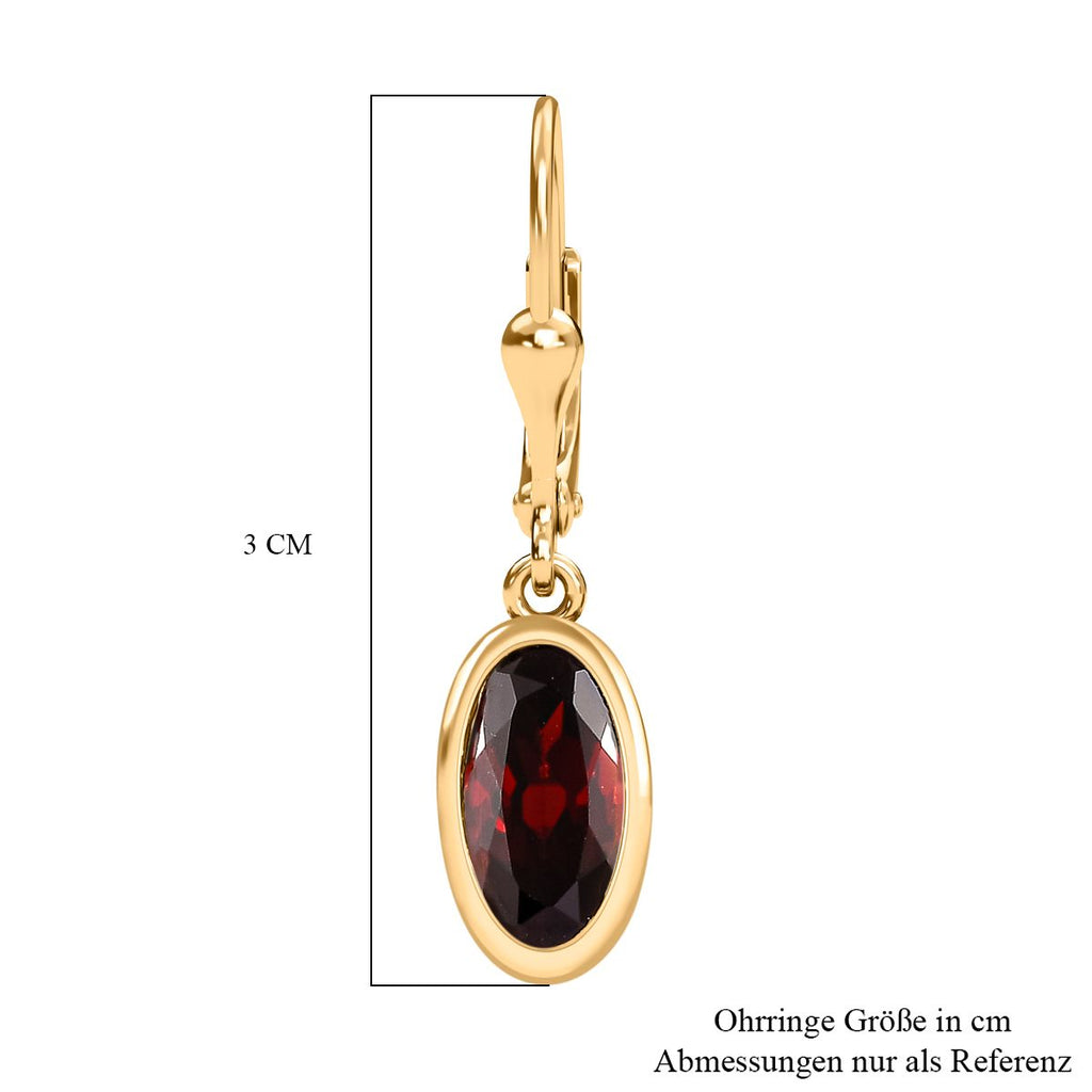 Mosambik Granat Ohrringe 925 Silber vergoldet ca. 2,47 ct.