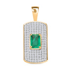 Smaragd-Quarz Triplette, Weißer Zirkon Anhänger 925 Silber Gelbgold Vermeil ca. 2.30 ct