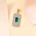 Smaragd-Quarz Triplette, Weißer Zirkon Anhänger 925 Silber Gelbgold Vermeil ca. 2.30 ct