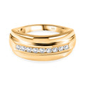 Moissanit Ring 925 Silber 750 Gelbgold Vermeil (Größe 18.00) ca. 0,55 ct