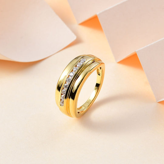 Moissanit Ring 925 Silber 750 Gelbgold Vermeil (Größe 20.00) ca. 0,55 ct
