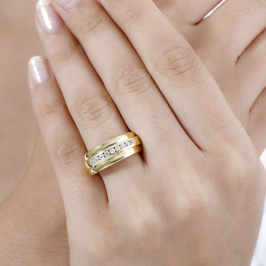 Moissanit Ring 925 Silber 750 Gelbgold Vermeil (Größe 20.00) ca. 0,55 ct
