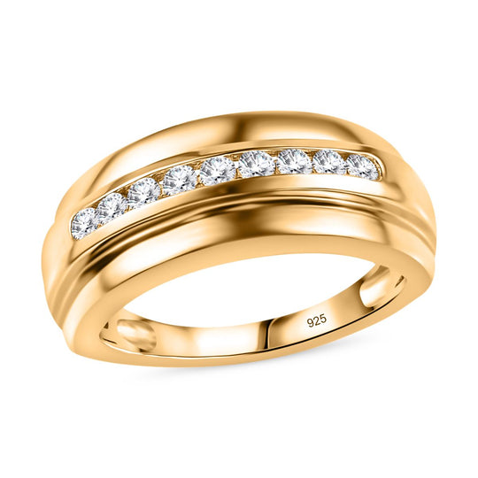 Moissanit Ring 925 Silber 750 Gelbgold Vermeil (Größe 20.00) ca. 0,55 ct