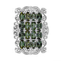 Grüner Turmalin, Weißer Zirkon Ring 925 Silber rhodiniert (Größe 20.00) ca. 3,70 ct