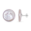 19-21mm weiße Keshi Perlen-Ohrstecker - 19 ct.