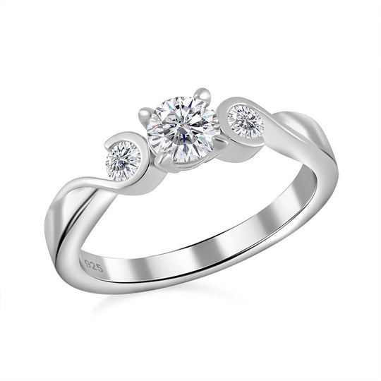 Moissanit Trio Ring, 925 Silber Gelbgold Vermeil (Größe 18.00) ca. 0.72 ct