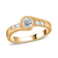 Moissanit Ring, 925 Silber Gelbgold Vermeil - 0,74 ct.