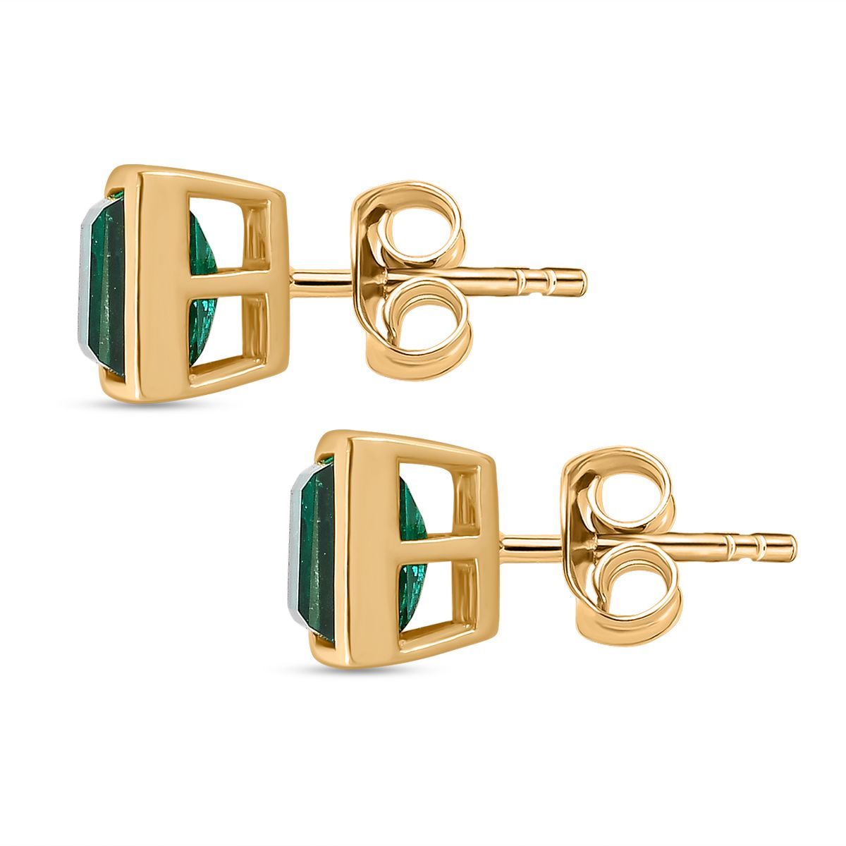 Smaragd-Quarz Triplette Ohrringe 925 Silber 750 Gelbgold Vermeil ca. 3.11 ct