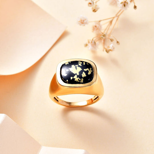 Tucson Exklusive- Goldenite Ring 925 Silber 750 Gelbgold Vermeil (Größe 18.00) ca. 4.58 ct