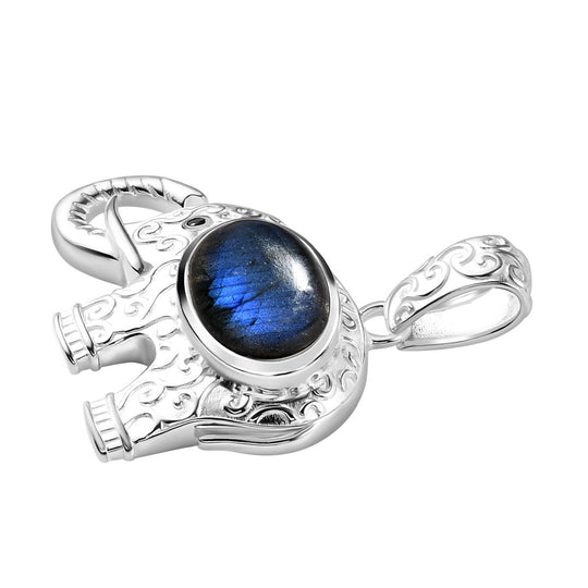 AAA Labradorit, Schwarzer Spinell Anhänger 925 Silber ca. 7.51 ct