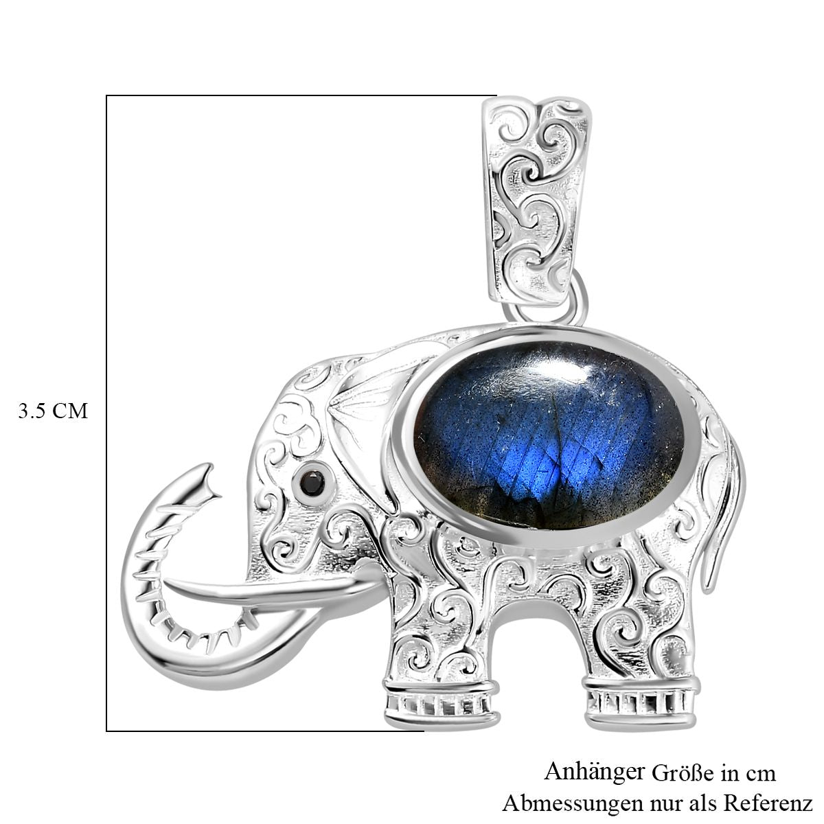 AAA Labradorit, Schwarzer Spinell Anhänger 925 Silber ca. 7.51 ct