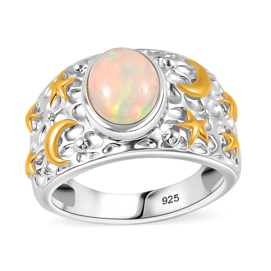 AA Natürlicher, äthiopischer Welo Opal Ring 925 Silber rhodiniert (Größe 17.00) ca. 1,23 ct