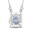Opalite, Weißer Kristall Halskette ca. 45 cm Messing