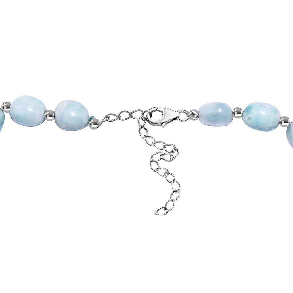 limitierte Auflage - AA Larimar, Perle Halskette ca. 45 cm 925 Silber rhodiniert