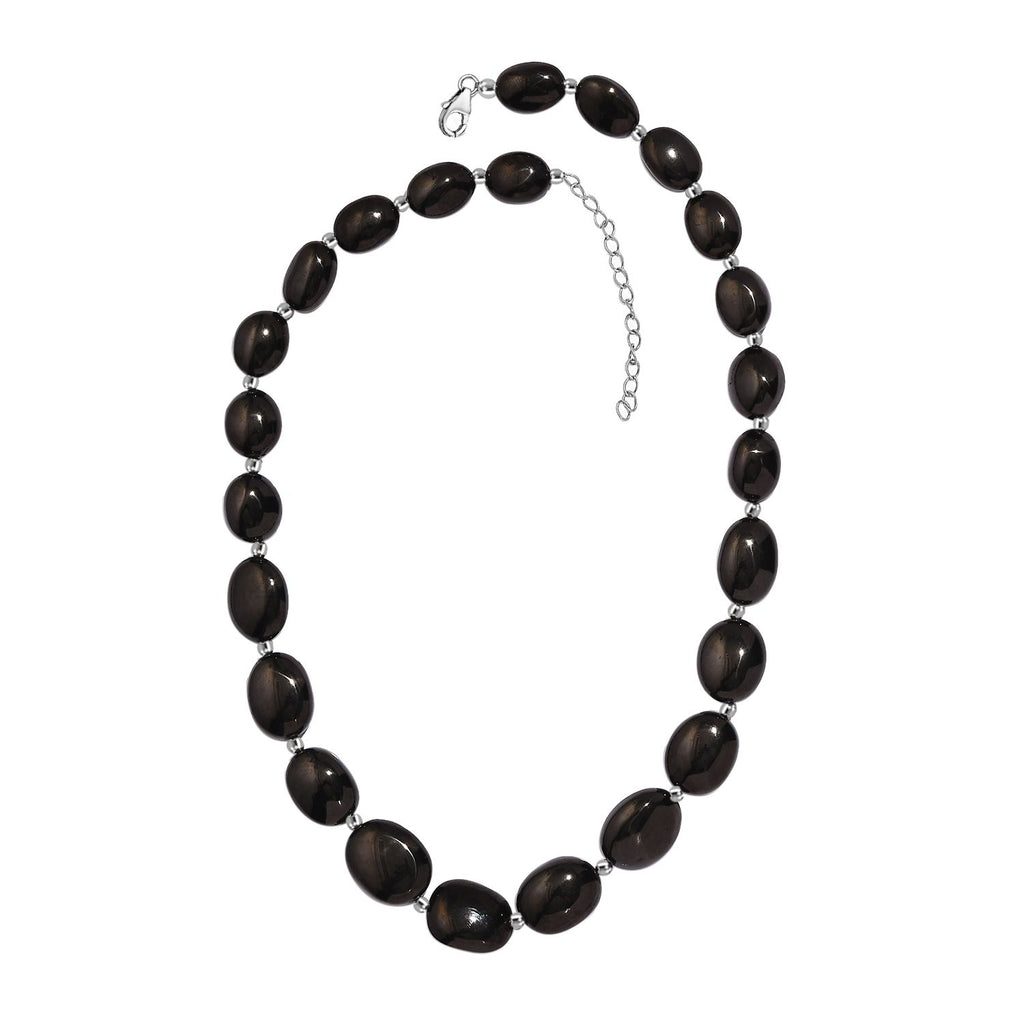 Elite Shungit Halskette ca. 45 cm 925 Silber rhodiniert ca. 175,00 ct.