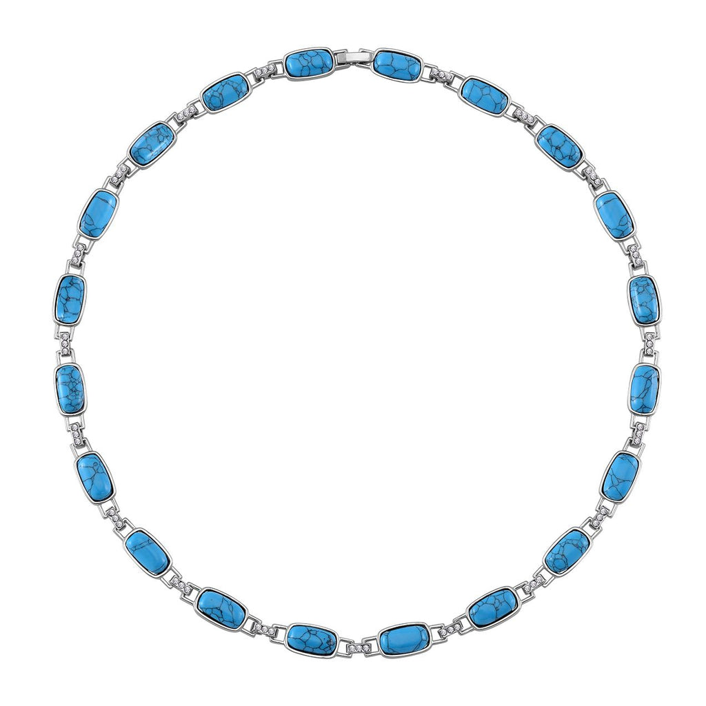 Blauer Howlit, Weißer Kristall Halskette ca. 50 cm
