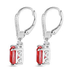 Lachs-Quarz Triplette, Weißer Zirkon Ohrringe 925 Silber ca. 3.42 ct