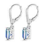 Indischen Ozean Quarz, Weißer Zirkon Ohrringe 925 Silber ca. 3.44 ct