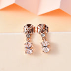 AA Morganit, Weißer Zirkon Ohrringe 925 Silber 750 Roségold Vermeil ca. 1,08 ct.