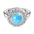 AA Sleeping Beauty Türkis, Weißer Zirkon Ring, 925 Silber rhodiniert (Größe 20.00) ca. 2.57 ct