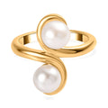 Drilled Süßwasser Perle Ring 925 Silber vergoldet (Größe 16.00)