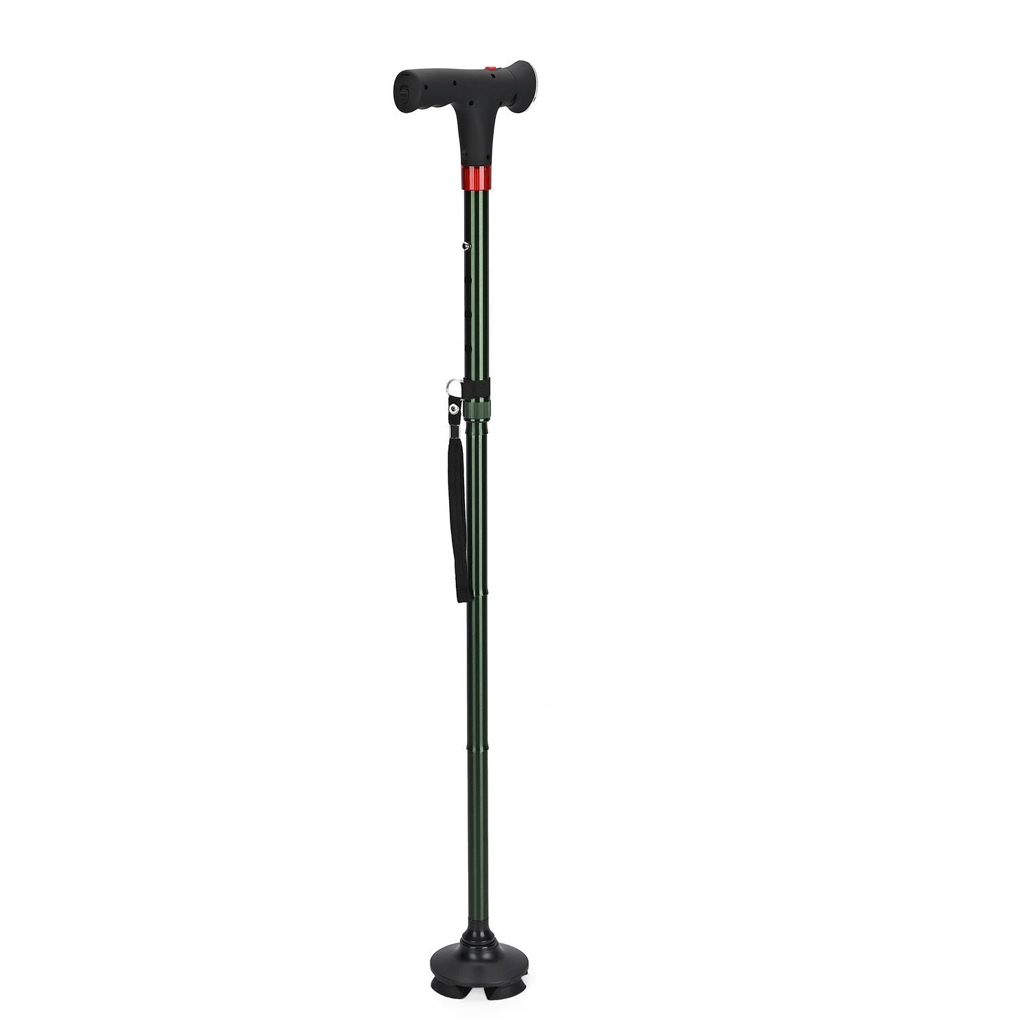 LIVMOR faltbarer Smart Gehstock mit LED Licht und SOS Alarm, Belastbarkeit 113kg, Grün