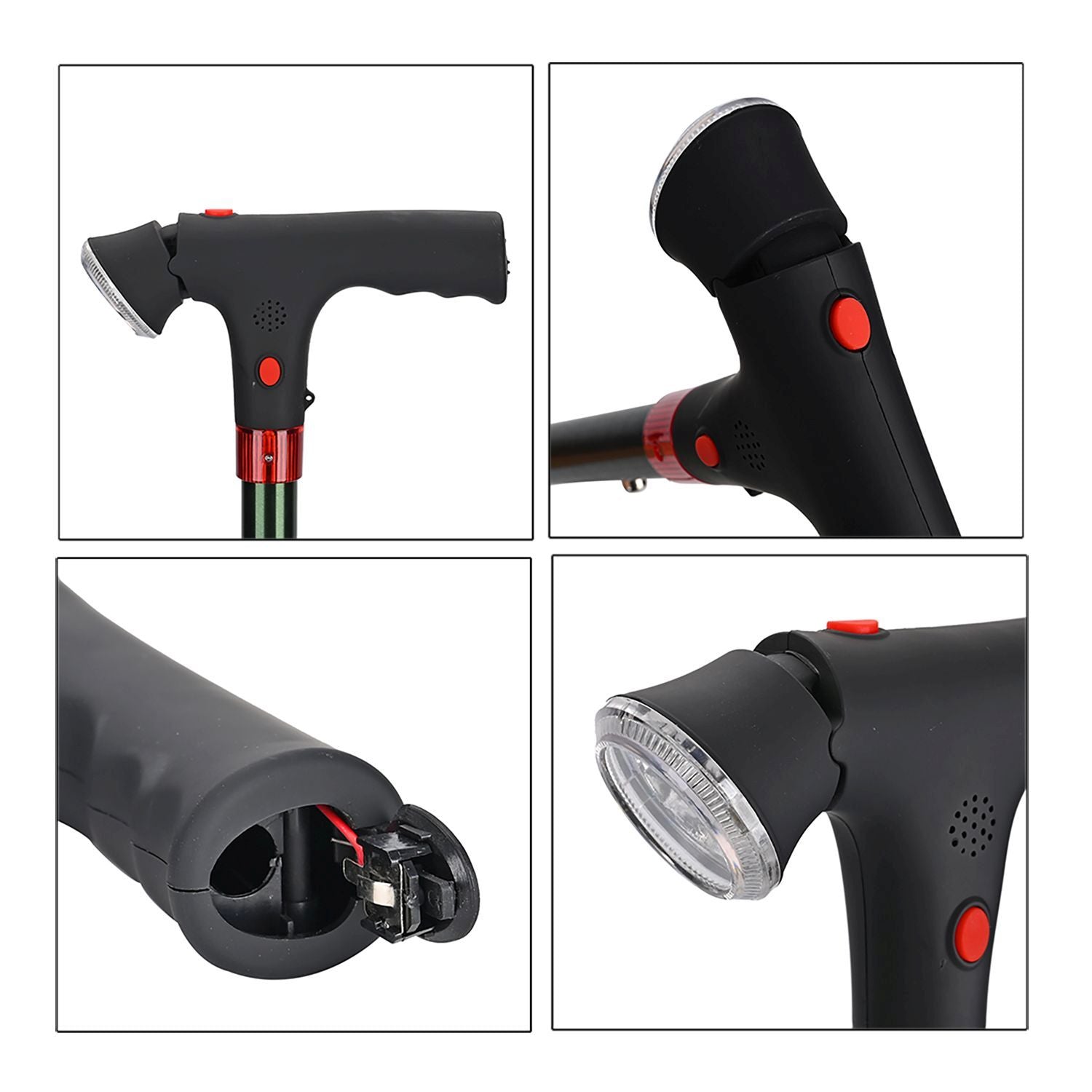 LIVMOR faltbarer Smart Gehstock mit LED Licht und SOS Alarm, Belastbarkeit 113kg, Grün