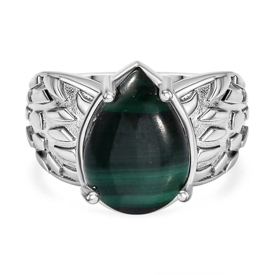 Malachit Ring, Silberton, (Größe 21.00) ca. 6.73 ct