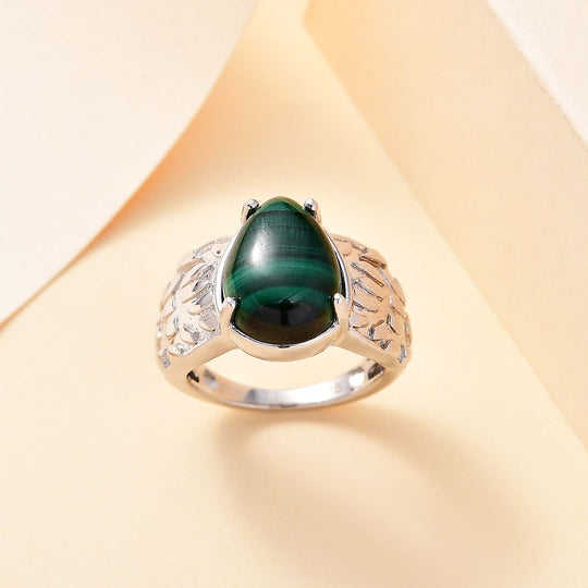Malachit Ring, Silberton, (Größe 21.00) ca. 6.73 ct