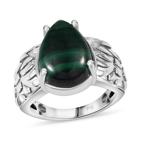 Malachit Ring, Silberton, (Größe 21.00) ca. 6.73 ct