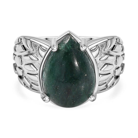 Grüner Aventurin Ring, Silberton, (Größe 20.00) ca. 6.02 ct