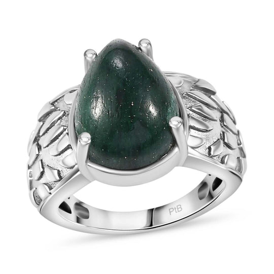Grüner Aventurin Ring, Silberton, (Größe 20.00) ca. 6.02 ct
