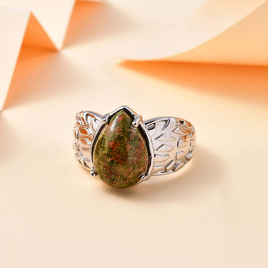Unakite Ring, Silberton, (Größe 17.00) ca. 6.78 ct