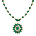 Smaragd-Quarz Triplette Halskette ca. 50 cm 925 Silber 750 Gelbgold Vermeil ca. 20,57 ct.