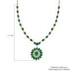 Smaragd-Quarz Triplette Halskette ca. 50 cm 925 Silber 750 Gelbgold Vermeil ca. 20,57 ct.