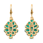 Smaragd-Quarz Triplette Ohrringe 925 Silber 750 Gelbgold Vermeil ca. 12,03 ct.