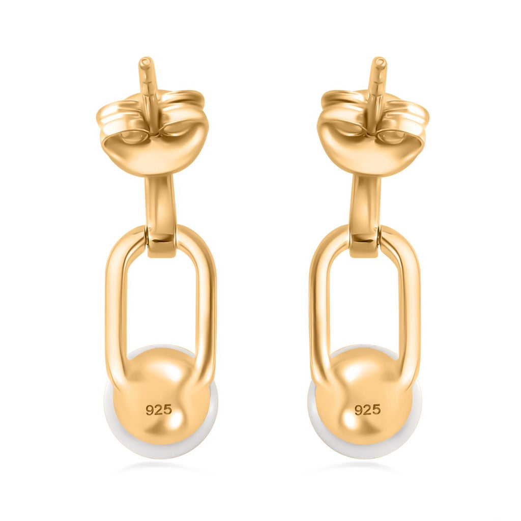 Drilled Süßwasser Perle Ohrringe 925 Silber 750 Gelbgold Vermeil