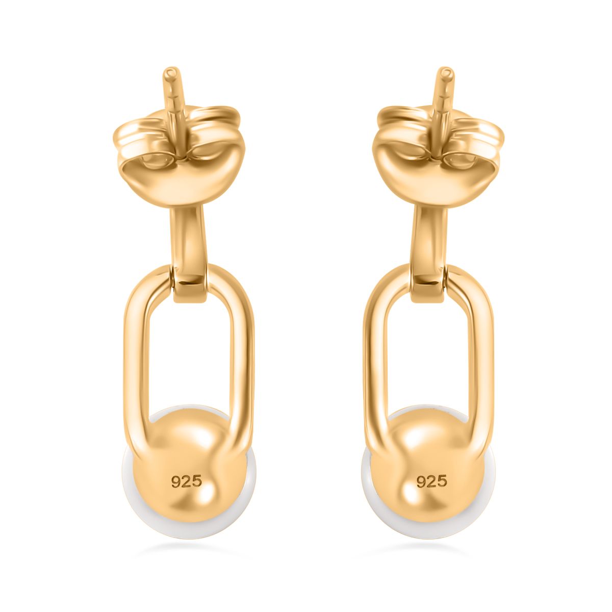 Drilled Süßwasser Perle Ohrringe 925 Silber 750 Gelbgold Vermeil