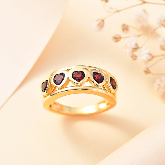 Mosambik Granat Ring 925 Silber 750 Gelbgold Vermeil ca. 1,42 ct