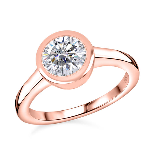 Moissanit Ring, 925 Silber 750 Roségold Vermeil (Größe 20.00) ca. 1.19 ct