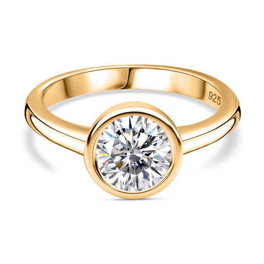 Moissanit Ring, 925 Silber 750 Roségold Vermeil (Größe 20.00) ca. 1.19 ct