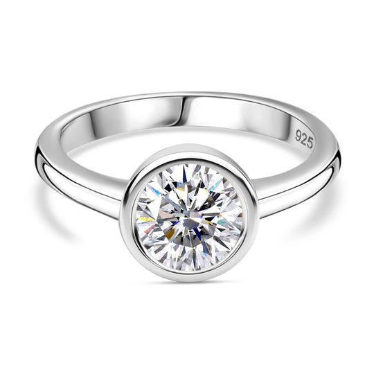 Moissanit Ring, 925 Silber 750 Roségold Vermeil (Größe 20.00) ca. 1.19 ct