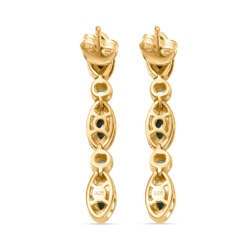 AA Sleeping Beauty Türkis, Neon Apatit Ohrringe 925 Silber 750 Gelbgold Vermeil ca. 1,94 ct.